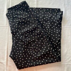 Polka dot  womens black pants, size S, Lightweight cropped pants